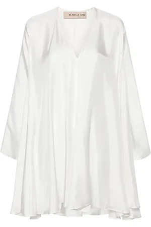 BLANCA Robe courte en soie à col v