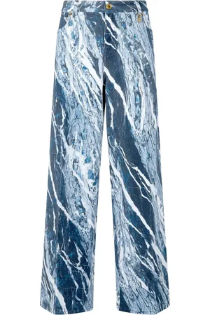 Roberto Cavalli Pantalon ample à imprimé marbré