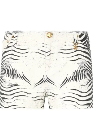 Roberto Cavalli Short en jean à imprimé zébré