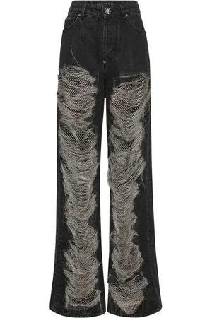 Philipp Plein Jean en résille à strass