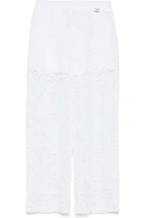 Twin-Set Pantalon droit en dentelle