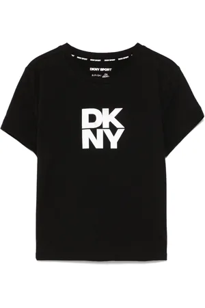 DKNY T-shirt crop à logo métallisé