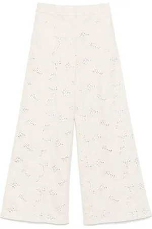 GENNY Pantalon palazzo à fleurs brodées