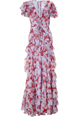Carolina Herrera Robe longue volantée à fleurs
