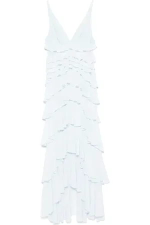 Elisabetta Franchi Robe longue en Georgette à volants superposés