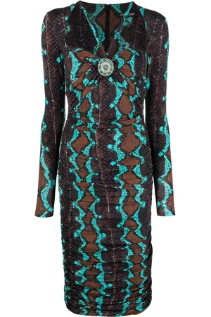 Roberto Cavalli Robe mi-longue à imprimé peau de serpent