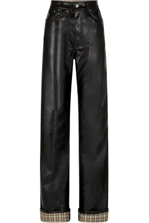 Paco rabanne Pantalon en cuir artificiel à coupe évasée