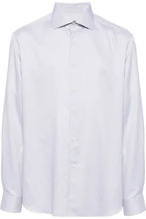 corneliani Chemise en coton à col biaisé