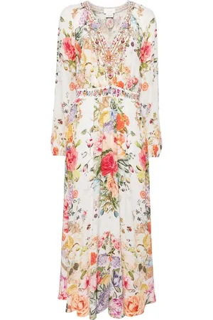 Camilla Robe longue Raglan à fleurs