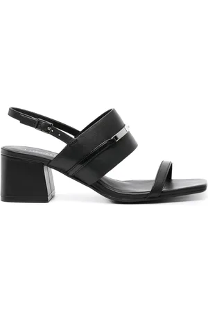 Calvin Klein Sandales en cuir à plaque logo 55 mm