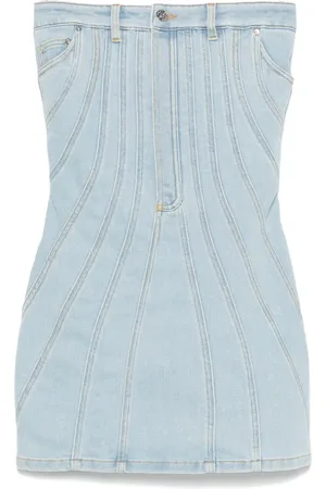 MUGLER Robe-bustier en jean à coupe courte