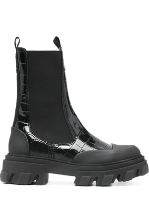 Ganni Bottines chelsea à effet peau de crocodile