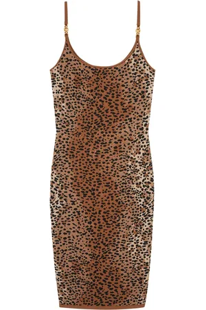 VERSACE Robe mi-longue à motif léopard