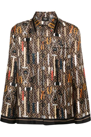 Fendi Chemise en soie à imprimé graphique