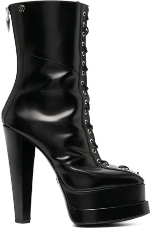 Roberto Cavalli Bottines lacées en cuir à plateforme