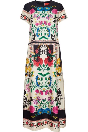 La DoubleJ Robe longue Swing à fleurs