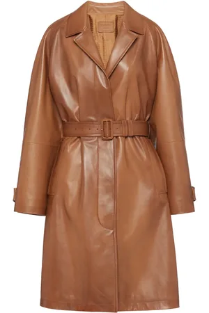 Prada Trench en cuir à taille ceinturée