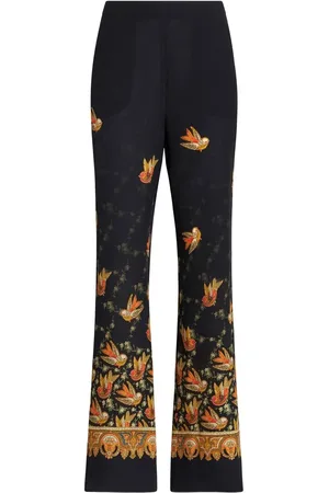 Etro Pantalon droit en soie à imprimé cachemire