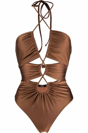 Noire Swimwear Maillot de bain froncé à découpes