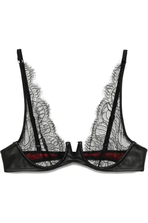 Kiki de Montparnasse Soutien-gorge en dentelle à bords en cuir