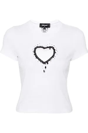 Dsquared2 T-shirt à motif cœur en perles