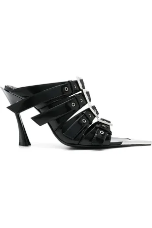 MUGLER Mules en cuir à boucle 90 mm