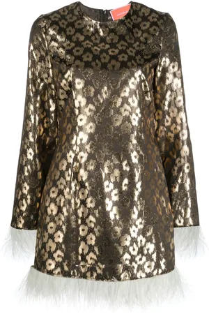 La DoubleJ Robe courte Twiggy bordée de plumes