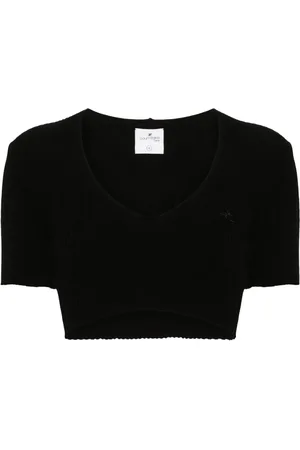 Courrèges T-shirt crop en maille nervurée