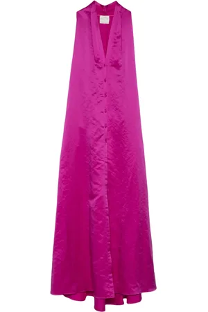 FORTE FORTE Robe longue satinée à ourlet plissé