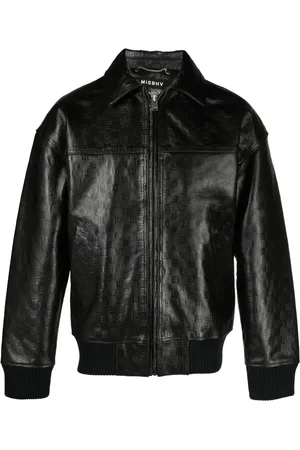 MISBHV Veste en cuir à motif monogrammé