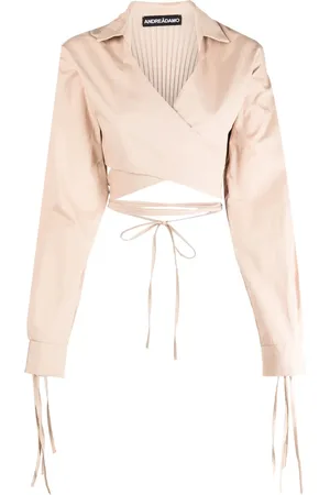 ANDREADAMO Blouse crop à design cache-cœur