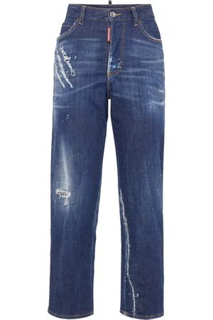 Dsquared2 Jean droit à effet usé