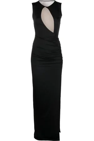 Noire Swimwear Robe longue à encolure asymétrique