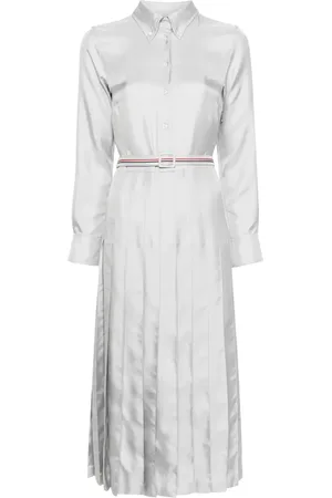 Thom Browne Robe-chemise ceinturée à bande tricolore