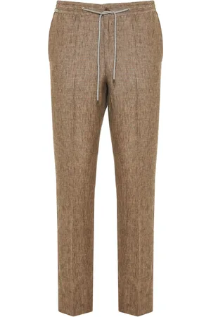 corneliani Pantalon en lin à lien de resserrage