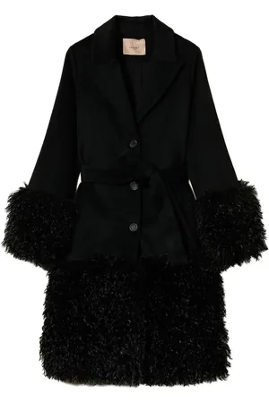 Twin-Set Manteau ceinturé bordé de fourrure artificielle