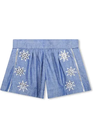 Chloé Short en chambray à fleurs brodées