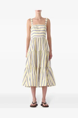Jason Wu Robe rayée mi-longue à volants superposés