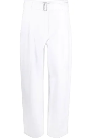 Serafini Pantalon en gabardine de coton à taille ceinturée