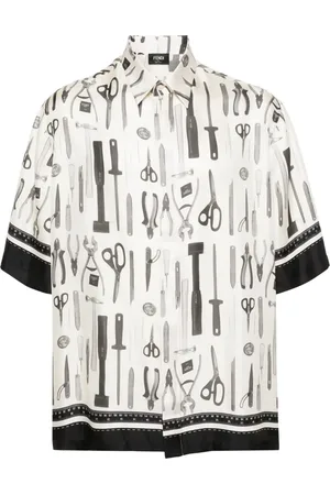 Fendi Chemise en soie à imprimé graphique