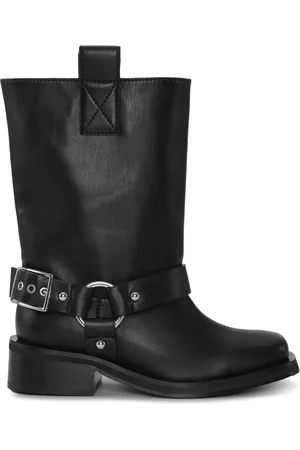 Ganni Bottines en cuir à boucles
