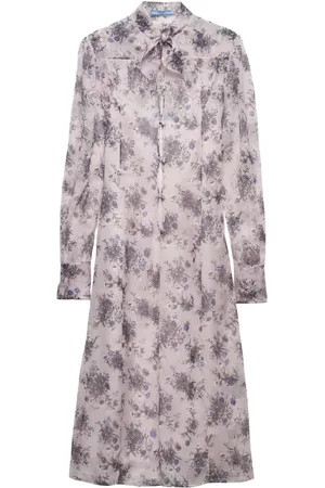Prada Robe mi-longue en chiffon à fleurs