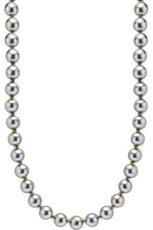 Nialaya Collier à perles métallisées