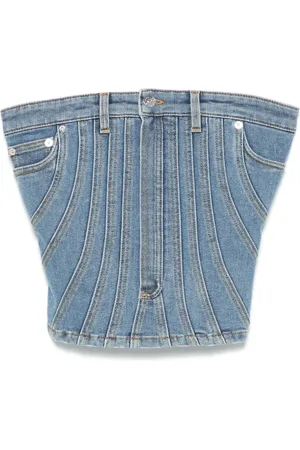 MUGLER Bustier en jean à design en spirale