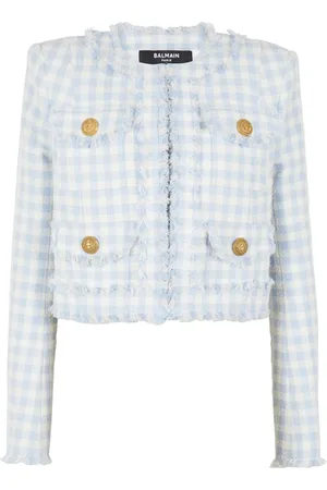 Balmain Veste en tweed à carreaux vichy
