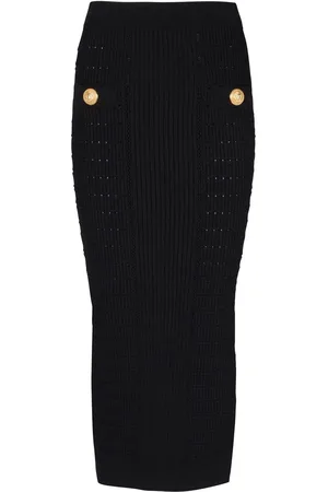 Balmain Jupe crayon en maille nervurée