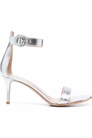 Gianvito Rossi Sandales en cuir à effet métallisé