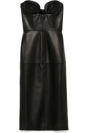 Nensi Dojaka Robe en cuir à coupe mi-longue