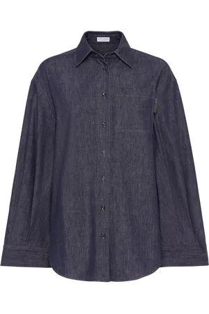 Brunello Cucinelli Chemise en jean à col pointu