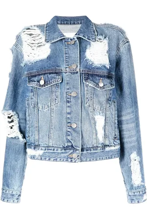 GOEN.J Veste en jean à effet usé
